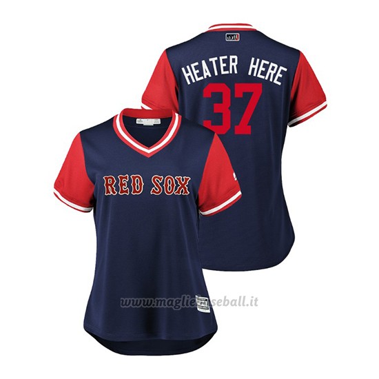 Maglia Baseball Donna Boston Rosso Sox Heath Hembree 2018 Llws Players Weekend Heater Here Blu